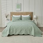 Kingnex Oversized King Bedspreads 128x120 Sage | Lightweight, Extra Wide Quilt - Image 2