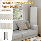 6 Panel Room Divider with Lockable Wheels, Freestanding Partition Room - Image 6