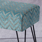 Home Soft Things Blue Jacquard Chenille Ottoman, Arusha - Image 6