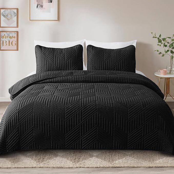 Exclusivo Mezcla Ultrasonic Full Queen Quilt Bedding Set, Soft Microfiber - Image 2