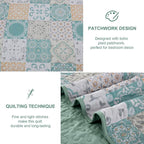 Dobuyly Patchwork Quilt Set Queen Size 3 Pieces Sage Green Yellow Boho Plaid - Image 6