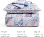 King Quilt Set-3 Pieces Soft Bedding Lightweight Floral Patchwork Coverlet | - Image 9