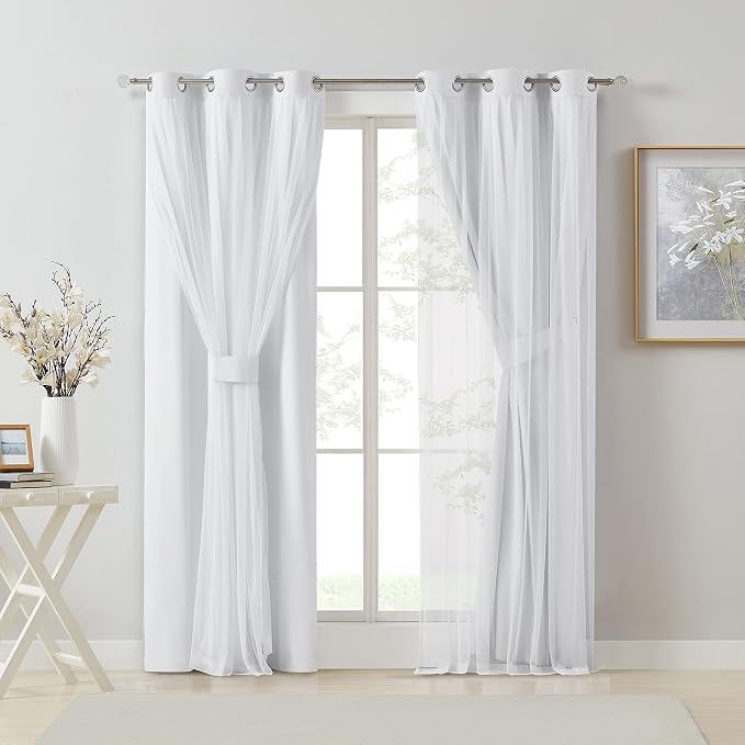 Bujasso White Full Blackout Curtain Panels - Image 8
