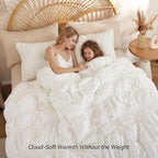 JANZAA King Size Quilt, Cream White King Quilt Bedding Set - Image 3