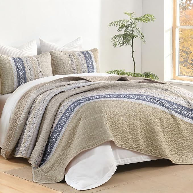 Cottolester Queen Quilt Bedding Set, All Seasons Microfiber Boho Quilt Set - Image 2