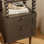 Nightstand with Storage Drawer and Open Wood Shelf, Solid Wood Legs | - Image 7