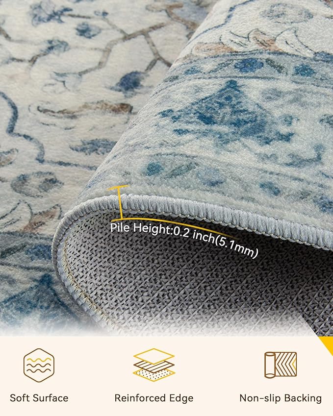 RELEANY Washable Area Rug, Square 6'x6', Water Repellent, Pet Friendly - Image 2