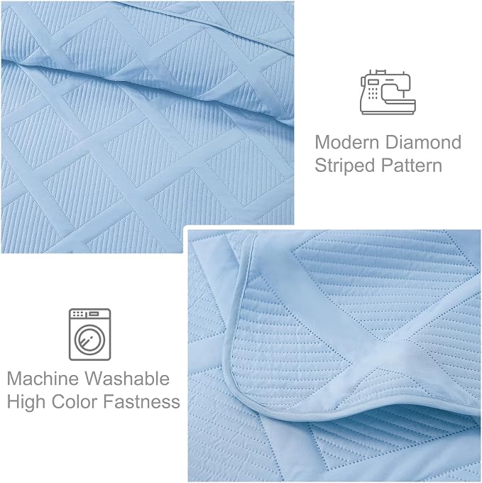Exclusivo Mezcla Quilt King Size, Sky Blue | Soft Bedspreads - Image 3