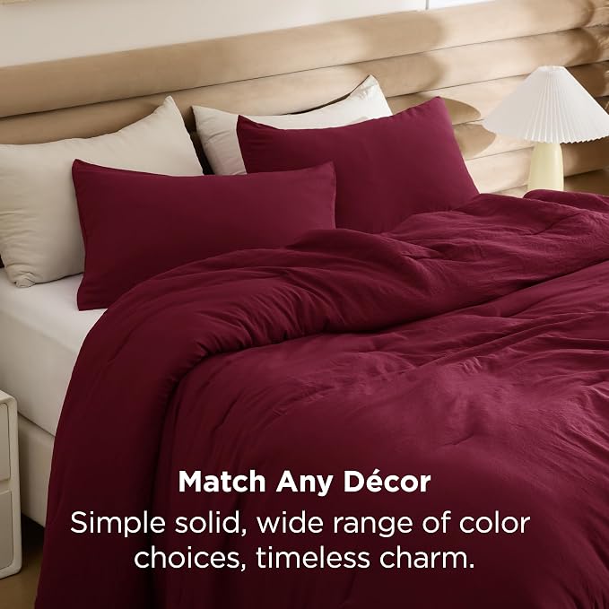 Bedsure Full Comforter Set, Dark Red Soft Prewashed Bedding - Image 5