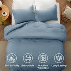 Bedsure Super King Comforter Set, Dusty Blue Soft Prewashed Bedding - Image 4