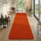 Modern Soft Hallway Runner Rug, 2x6 Feet Orange Washable Runner Rug | Fluffy - Image 7