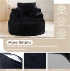 Sleeper Chair Lounge Chair Indoor, Oversized Corduroy Upholstered Boneless - Image 4
