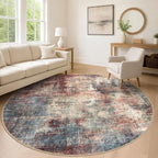 Abstract Round Area Rug 8 Ft Washable Circle Rugs Large Round Rug Non Slip Thin by iOhouze