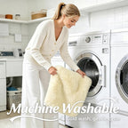 OLANLY 3x5 Machine Washable Small Bedside Rug, Soft Fluffy Shaggy Rugs - Image 2