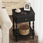 Yoobure Black Nightstand with Drawer - Image 5