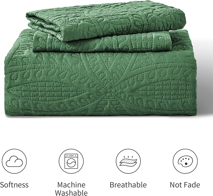 Love's cabin Quilts for Full Bed Dark Green Bedspreads Bedding Set - Image 8