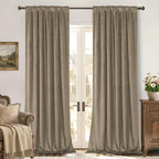 BGment Taupe Velvet Curtains 84 Inches Long Blackout Curtains - Image 2