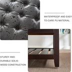 LOULENS 44'' PU Storage Bench, End of Bed Bench, Dark Brown | Solid Wood Frame - Image 5