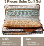 WONGS BEDDING Boho Quilts Queen Size, 3 Pieces Bedspread Bedding Set, - Image 6
