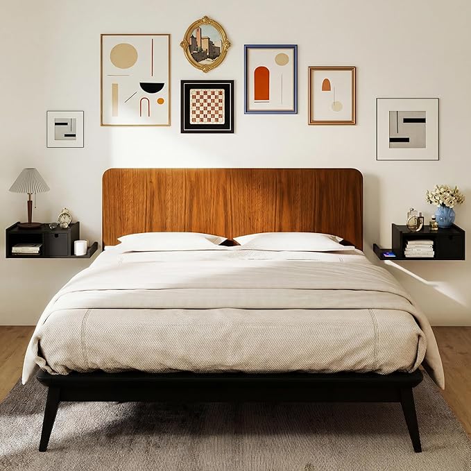 Floating Nightstand with Drawer & Shelf, Wall Mounted Bedside Table - Image 2