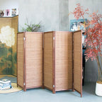 5 Panel Short Room Divider Screen, Small Bamboo Panel Divider - Image 4