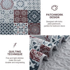Dobuyly Patchwork Quilt Set Queen Size Boho Plaid Bedspread Red Grey Quilt - Image 4