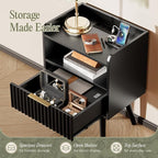 Huuger Nightstand with Charging Station, USB-C Port, End Table | Fluted Night - Image 6