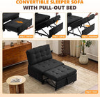 VINGLI Convertible Sofa Bed Tufted Teddy Fleece Sleeper Chair Bed Couch Armless - Image 6