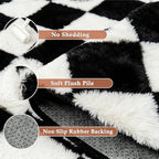 Checkered Rug 4x6 for Kids Room Black and White Soft Shag Rugs | Machine - Image 6