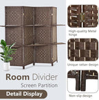 FDW Room Divider 4 Panel Wooden Screen Folding Portable Partition Screens Wood - Image 4