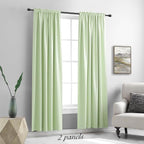 Light Green 80 Inch Length Room Darkening Curtain Panels/Drapes - Image 2