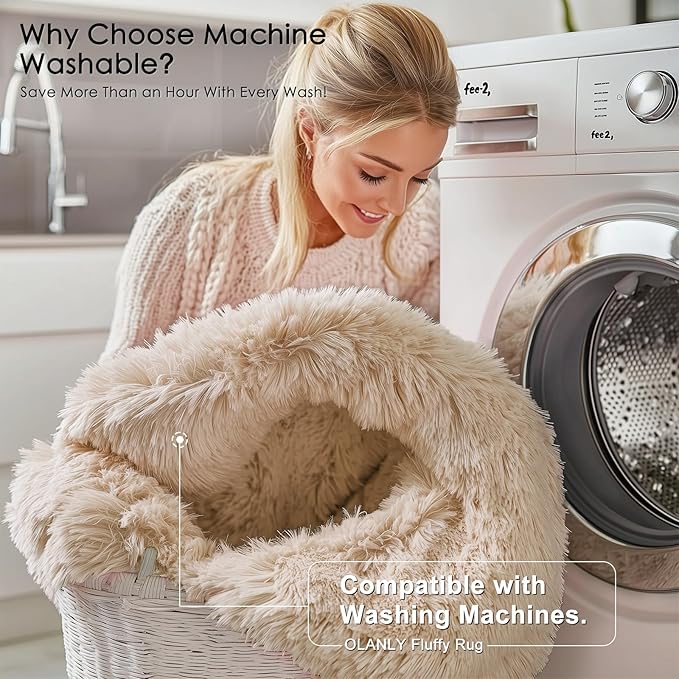 OLANLY 2x2 Machine Washable Small Rug, Soft Fluffy Shaggy Throw Rug - Image 2