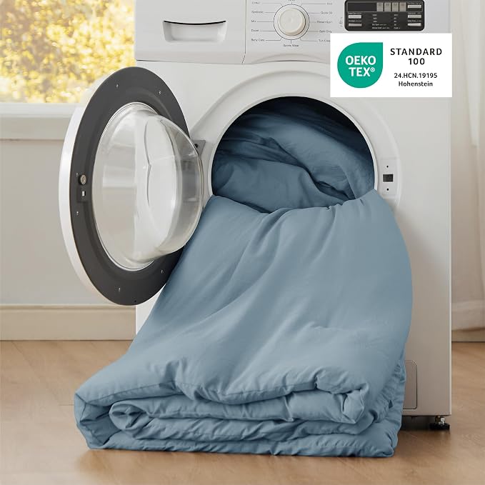 Bedsure Super King Comforter Set, Dusty Blue Soft Prewashed Bedding - Image 5