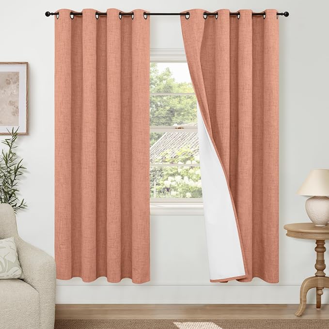 Terracotta Linen Blackout Curtains by Lajode