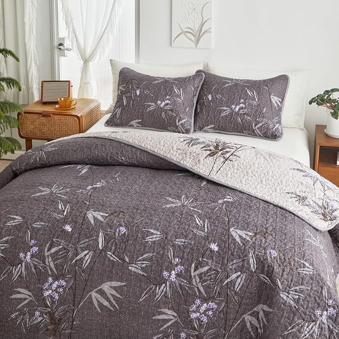 Flysheep Quilt Set 3 Pieces King Size, Soft Microfiber Lightweight Bed Cover - Image 5