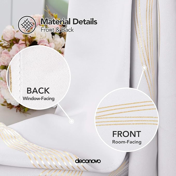 Deconovo Curtains for Living Room, Pattern Blackout Curtains 63 Inches Long | - Image 5