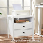 Huuger Nightstand with Charging Station, Bedside Table with Storage, Modern - Image 5