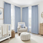 Light Blue Pinch Pleated Two Layer Thick Linen Curtains 90 Inches Long - Image 7