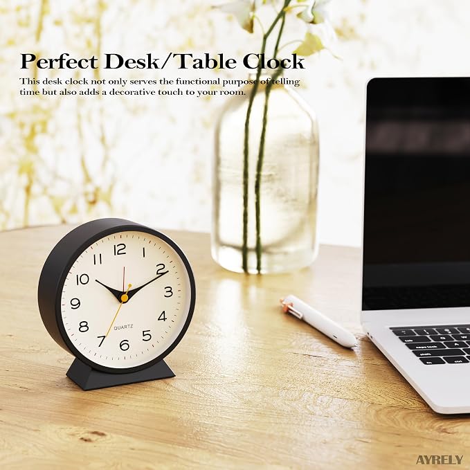AYRELY® 4.5" Analog Alarm Clock, Small Retro Desk Clock and Table Clock | - Image 3