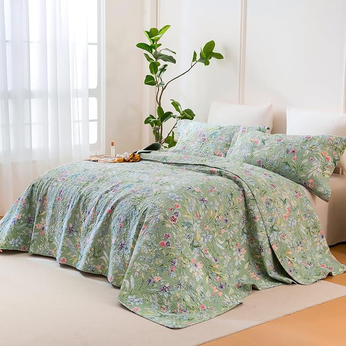 Lady Ann 100% Cotton Floral Cal King Quilt Set - Image 5