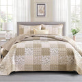 Mybedsoul Beige Boho Quilt Set Full Size, 3 Pieces Plaid Floral Bedspread Set by Mybedsoul