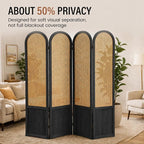 4 Panel Rattan Room Divider Screen, Boho Folding Privacy Screen | Decorative - Image 2
