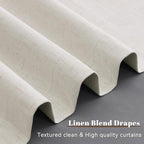 Cream Natural Linen 100% Blackout Curtains 90 Inches Long 2 Panel Sets Textured - Image 7