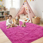 Noahas 4x6 Hot Pink Fluffy Soft Area Rug Non-Slip - Image 4