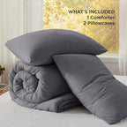 Bedsure Oversized Queen Comforter Set, Dark Grey Soft Prewashed Bedding - Image 6