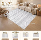 cotiled Washable Area Rugs Boho Living Room Rug Non Slip | Solve Modern Neutral - Image 9
