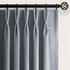 Stone Blue Velvet Pleated Curtains 102 Inches Long Light Blocking Room by Unknown
