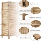 Room Divider with Shelves, 4 Panel Natural Privacy Screen | Partition Room - Image 3