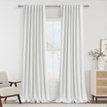 White 100% Blackout Linen Curtains 52 Inch Wide by 128 Inch by Guken