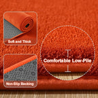 Modern Soft Hallway Runner Rug, 2x6 Feet Orange Washable Runner Rug | Fluffy - Image 3